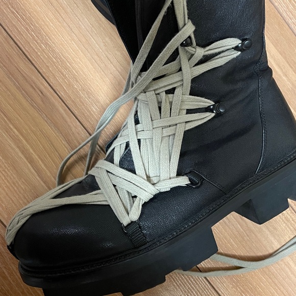 Rick Owens Black Lace Up Army Megatooth Boots - Picture 5 of 10